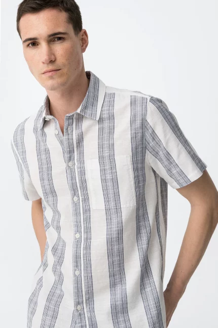 CAMISA RAYAS MANGA CORTA BEIGE HOMBRE 10065574_790 BRUNOS TIFFOSI (2)