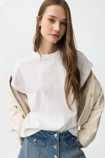 CAMISETA BASICA BLANCA MUJER 10065998_001 BRUNOS TIFFOSI