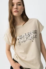 CAMISETA ESTAMPADO METALIZADO BEIGE MUJER 10064704_134 BRUNOS TIFFOSI