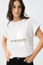 CAMISETA ESTAMPADO METALIZADO BLANCA MUJER 10064704_001 BRUNOS TIFFOSI
