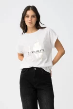 CAMISETA ESTAMPADO METALIZADO BLANCA MUJER 10064704_001 BRUNOS TIFFOSI