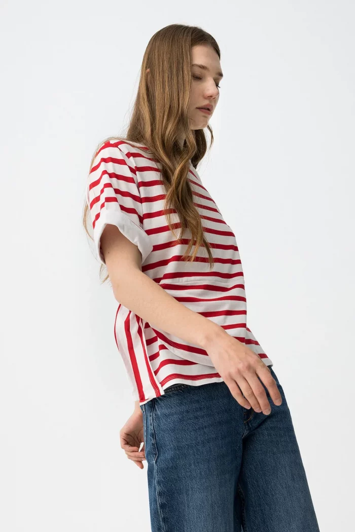 CAMISETA RAYAS ROJAS MUJER 10066006 BRUNOS TIFFOSI