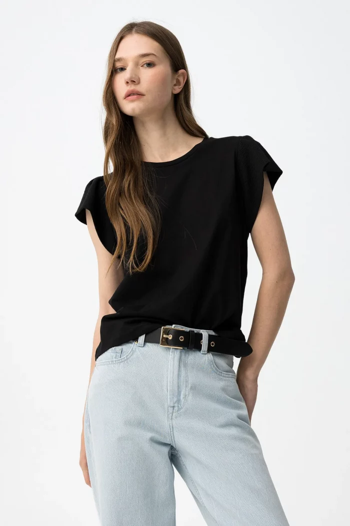 CAMISETA VOLANTES NEGRA MUJER 10064823_000 BRUNOS TIFFOSI