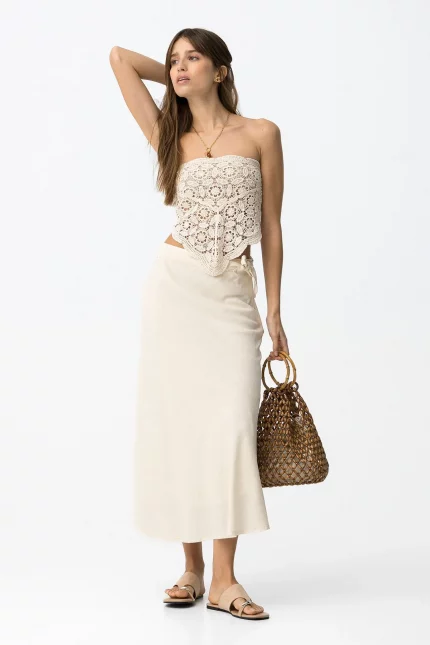 FALDA MIDI BEIGE MUJER 10065611_110 BRUNOS TIFFOSI