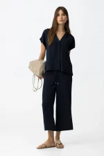 PANTALON FLUIDO MARINO WIDE MUJER 10064589_798 BRUNOS TIFFOSI