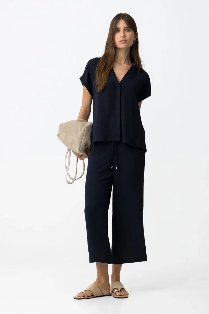 PANTALON FLUIDO MARINO WIDE MUJER 10064589_798 BRUNOS TIFFOSI