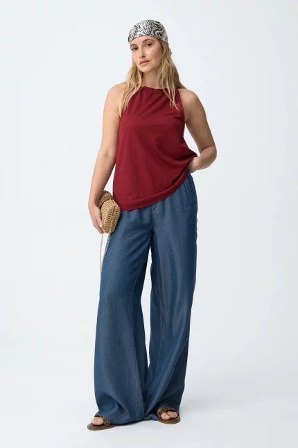 PANTALON LYOCELL WIDE VAQUERO OSCURO MUJER 10064602_E10 BRUNOS TIFFOSI