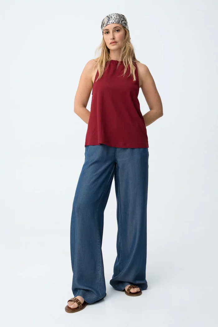 PANTALON LYOCELL WIDE VAQUERO OSCURO MUJER 10064602_E10 BRUNOS TIFFOSI