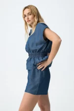 SHORT LYOCELL AZUL MUJER 10065890_E10 BRUNOS TIFFOSI