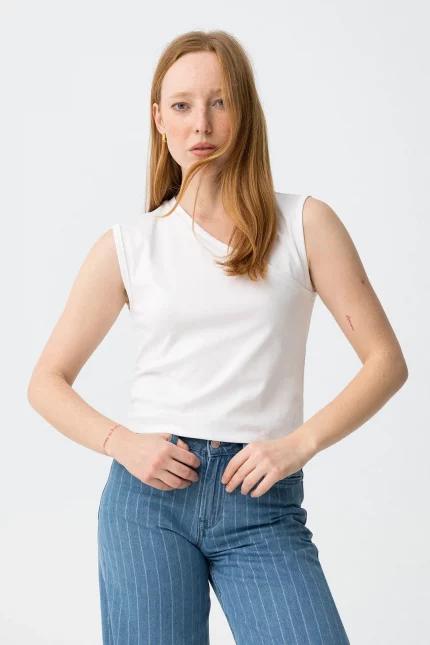 TOP ESCOTE CRUZADO BLANCO MUJER 10066002_001 BRUNOS TIFFOSI