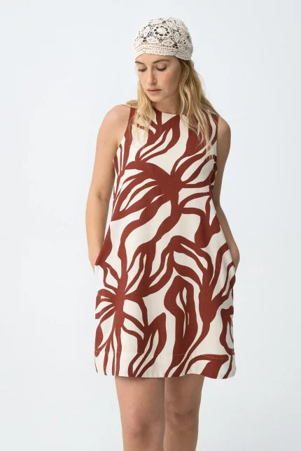 VESTIDO CORTO SIN MANGAS GRANATE MUJER 10065228_152 BRUNOS TIFFOSI