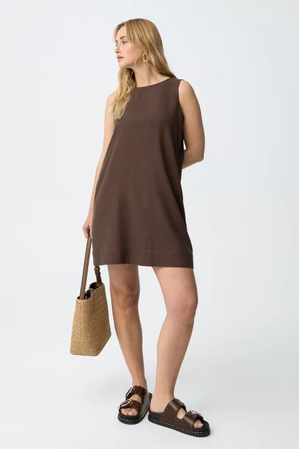 VESTIDO CORTO SIN MANGAS MARRON MUJER 10065228_290 BRUNOS TIFFOSI