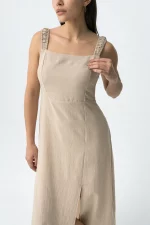 VESTIDO MIDI BEIGE MUJER 10065187_134 BRUNOS TIFFOSI