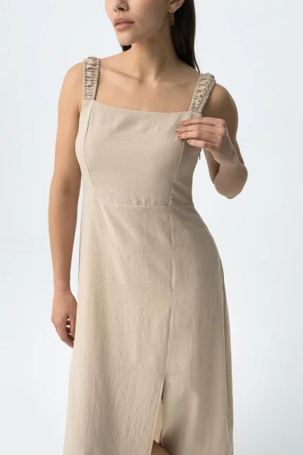 VESTIDO MIDI BEIGE MUJER 10065187_134 BRUNOS TIFFOSI