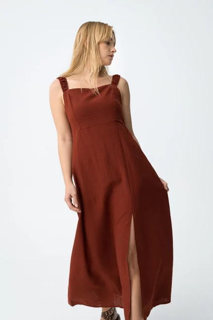 VESTIDO MIDI ROJO MUJER 10065187_519 BRUNOS TIFFOSI