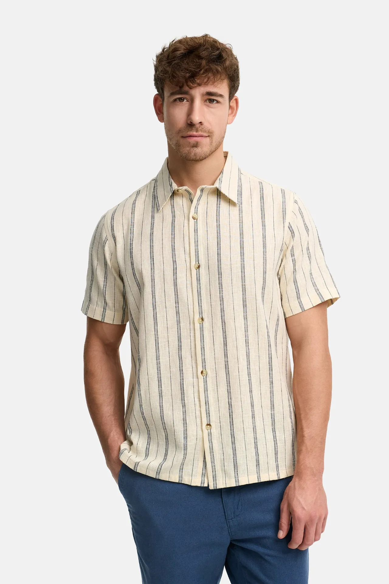 CAMISA RAYAS BEIGE HOMBRE 20-719 BRUNOS INDICODE (1) CAMISA RAYAS BEIGE HOMBRE 20-719 BRUNOS INDICODE