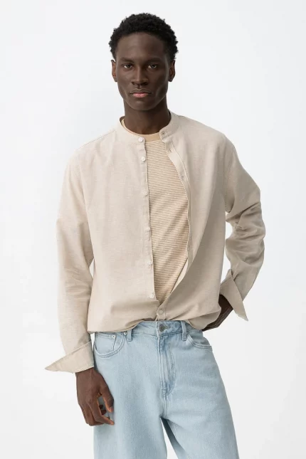 CAMISA BEIGE CUELLO MAO HOMBRE 10065634 BRUNOS TIFFOSI