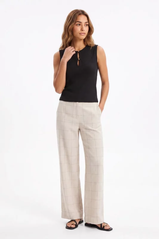 PANTALON WIDE CUADROS LINO MUJER 10068885 TIFFOSI BRUNOS