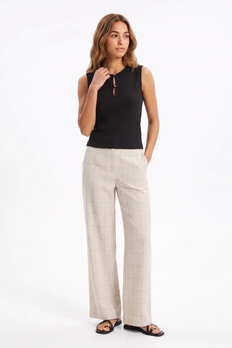 PANTALON WIDE CUADROS LINO MUJER 10068885 TIFFOSI BRUNOS