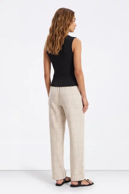 PANTALON WIDE CUADROS LINO MUJER 10068885 TIFFOSI BRUNOS