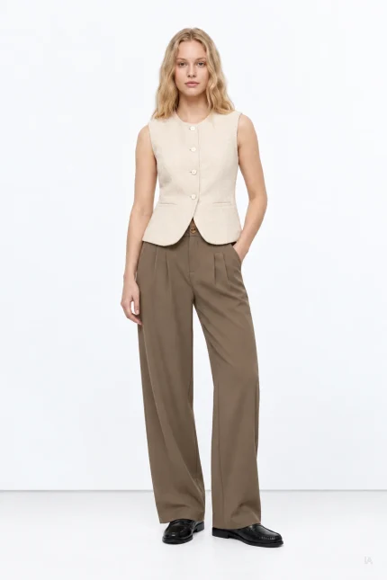 PANTALON VERDE WIDE VESTIR MUJER 10066853_810 TIFFOSI BRUNOS