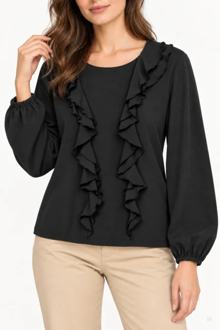 BLUSA CHORRERAS NEGRA MUJER 10067164 TIFFOSI BRUNOS