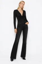 CAMISETA FRUNCIDA AJUSTADA NEGRA MUJER 10067448_000 TIFFOSI BRUNOS