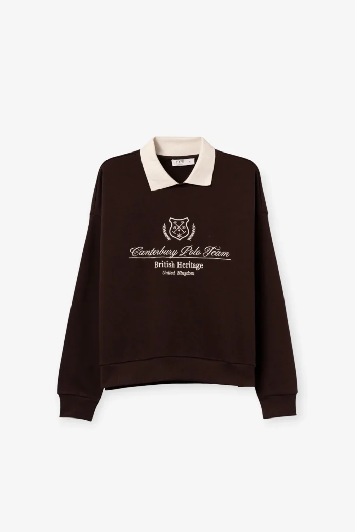 SUDADERA MARRON CUELLO CAMISERO MUJER 10066977 TIFFOSI BRUNOS