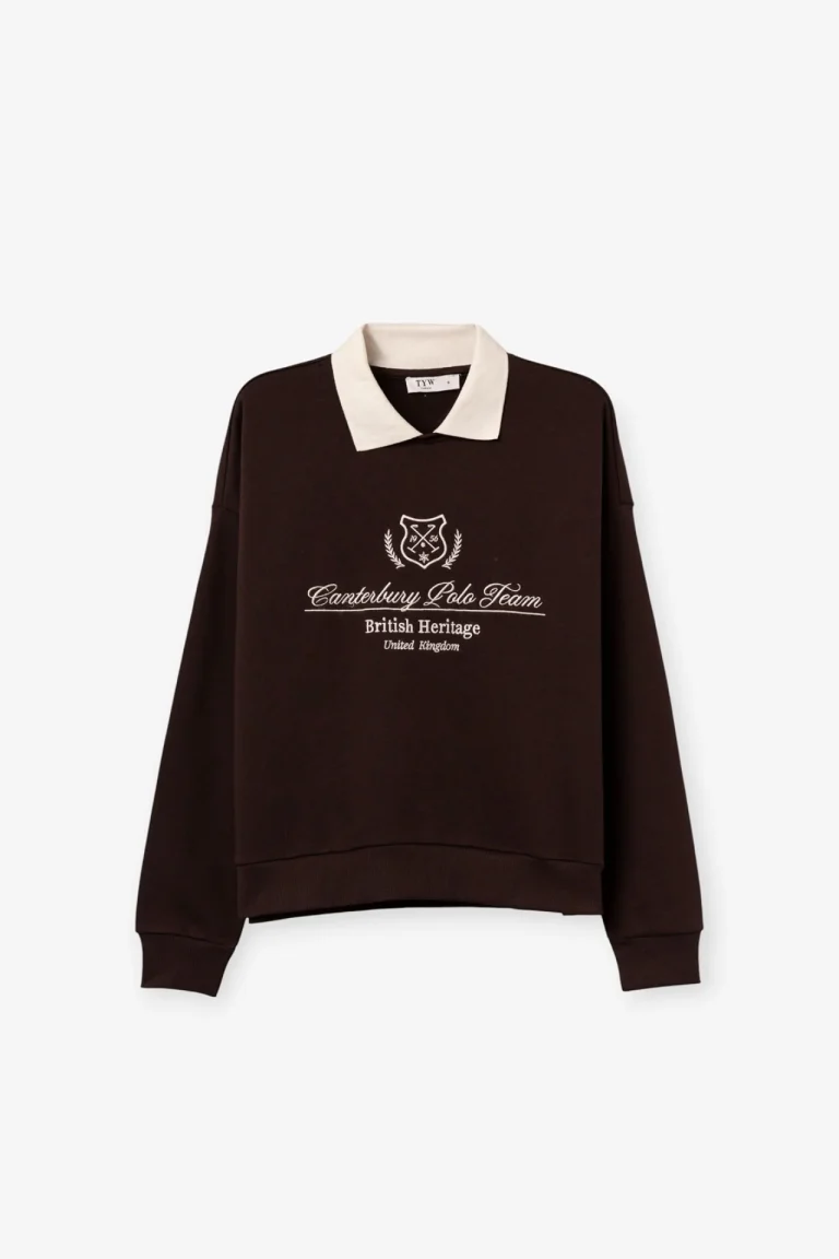 SUDADERA MARRON CUELLO CAMISERO MUJER 10066977 TIFFOSI BRUNOS